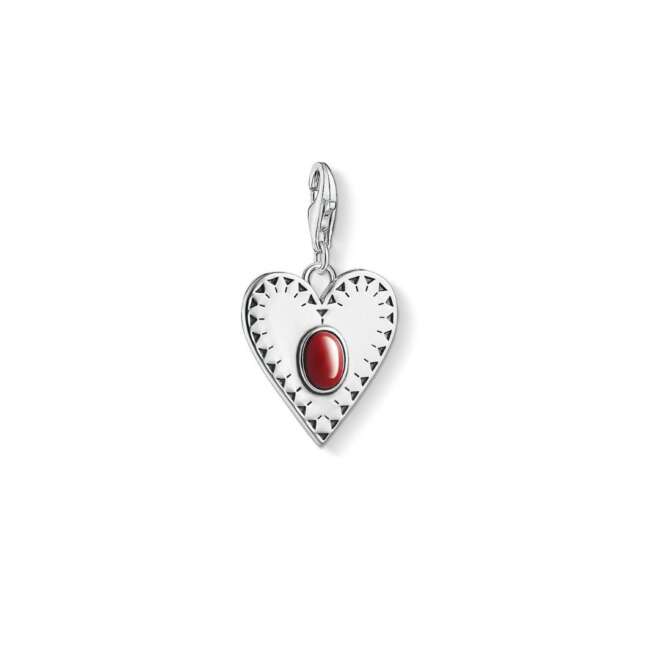 Colgante Charm corazón piedra roja