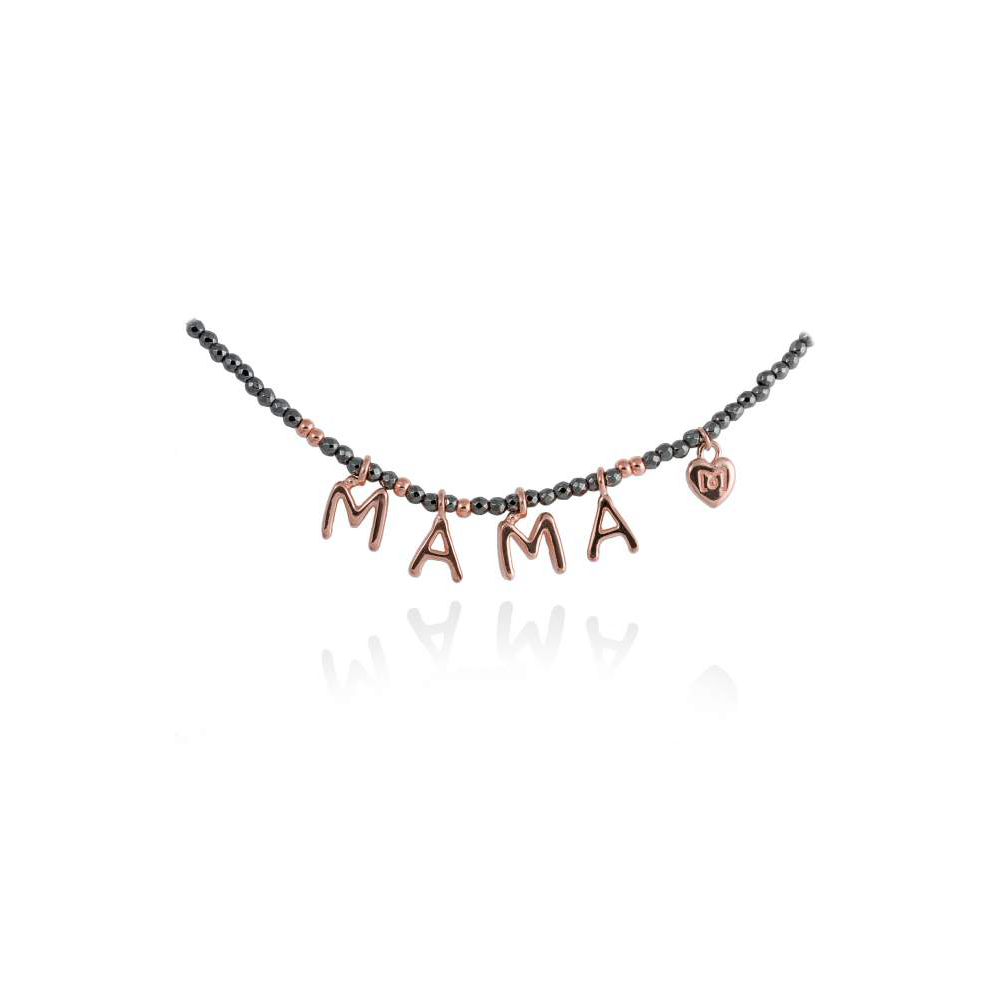 Gargantilla NAME Gris en plata rosa