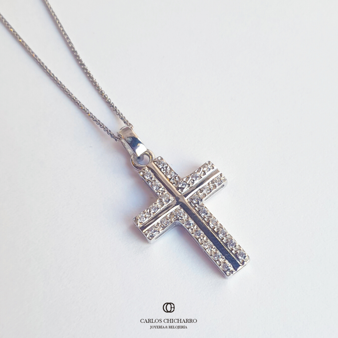 CRUZ ORO BLANCO CUADRADA CIRCONITAS