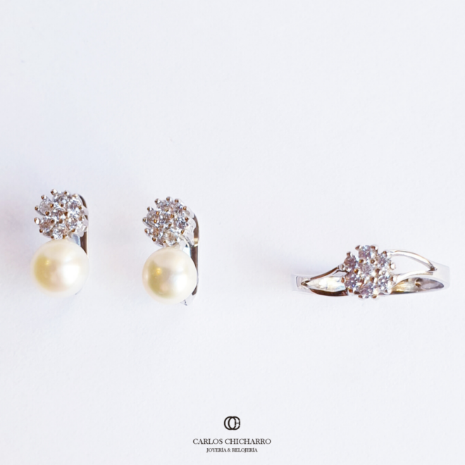 PENDIENTES ORO BLANCO ROSETÓN CIRCONITAS