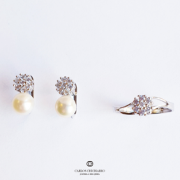 PENDIENTES ORO BLANCO ROSETÓN CIRCONITAS