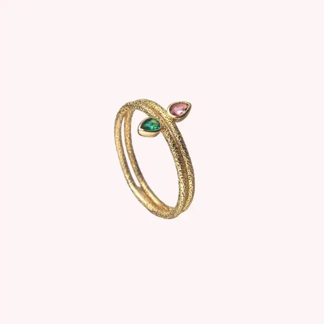 Agatha - Anillo fino NEITH - Verde / Rosa