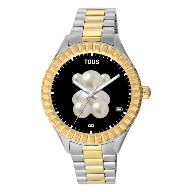 Reloj TOUS con brazalete de acero y acero IP dorado T-Bear Connect