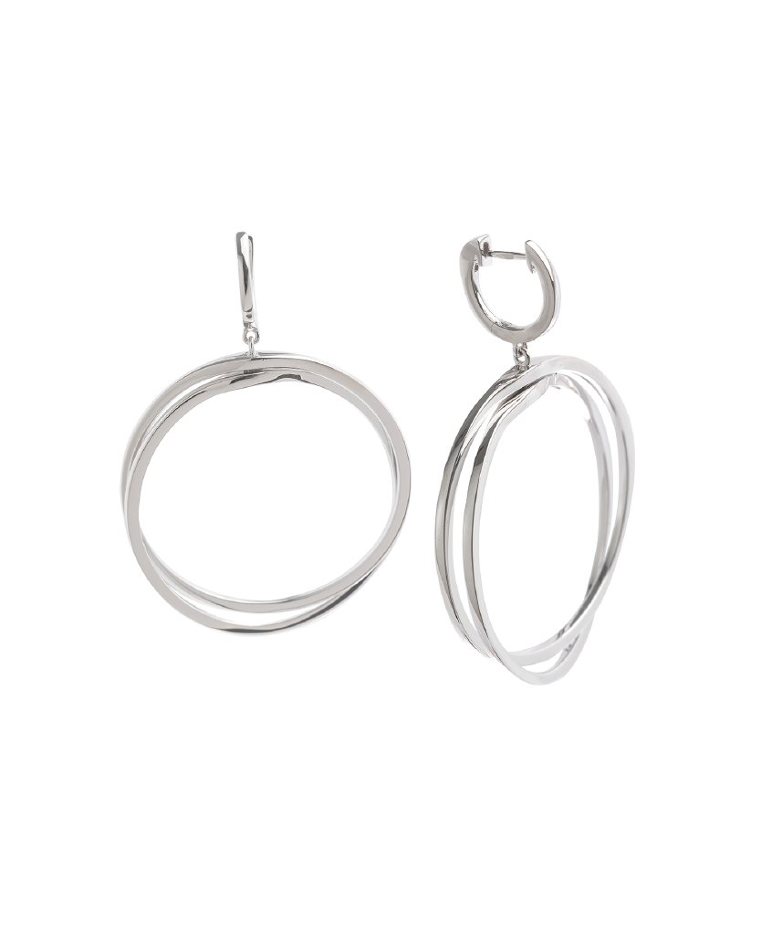 Salvatore Plata - Pendientes rodio pulido dos aros