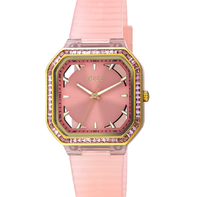 TOUS - Reloj analógico de acero IPG rosa con zirconitas Gleam Fresh 3000122400