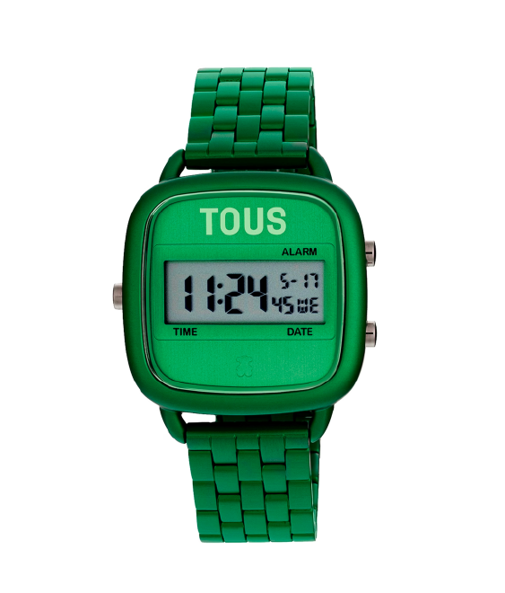 TOUS - Reloj digital con brazalete de aluminio en color verde D-Logo