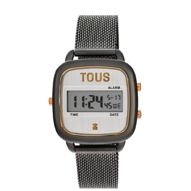 TOUS - Reloj digital con brazalete de acero IPG gris D-Logo New
