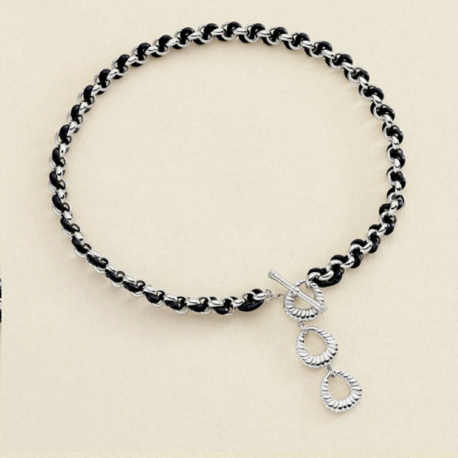 Agatha Paris - Collar midi Twiggy plateado con piel azul