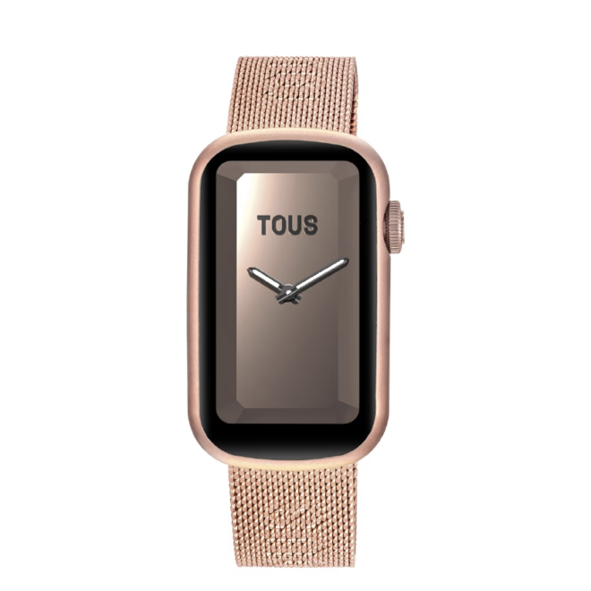 TOUS - Reloj smartwatch con brazalete de acero IPRG rosado y caja de aluminio en color IPRG rosado TOUS T-Band Mesh