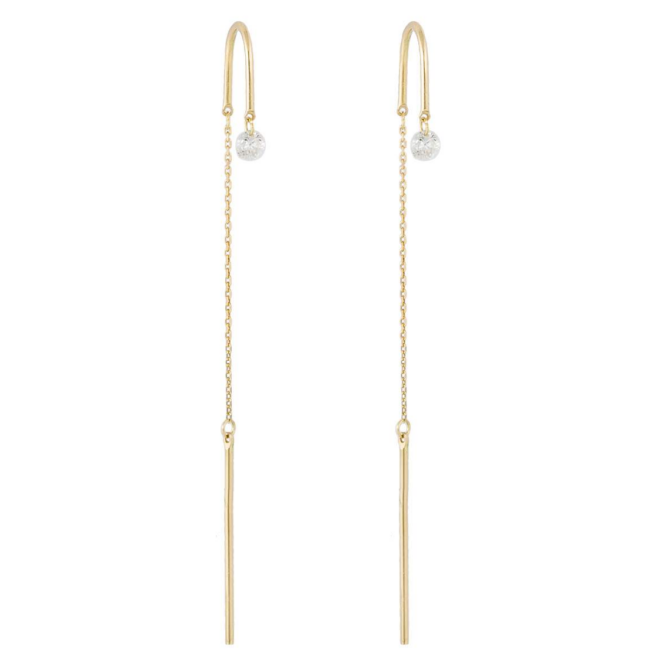 Marina García - Pendientes largos BALLERINA Oro amarillo 18Kt Y diamantes 0,14 qt