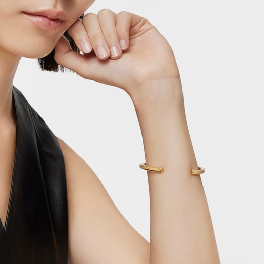 TOUS MANIFESTO Reloj analógico de acero dorado IPG con brazalete rígido