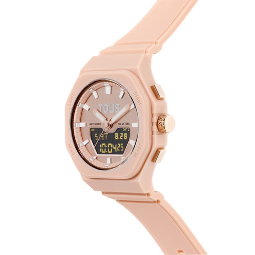 TOUS Bet Reloj analógico-digital acero rosa IPRG con brazalete de nylon rosa