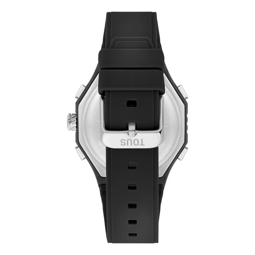 TOUS Bet Reloj analógico-digital de acero con brazalete de nylon negro
