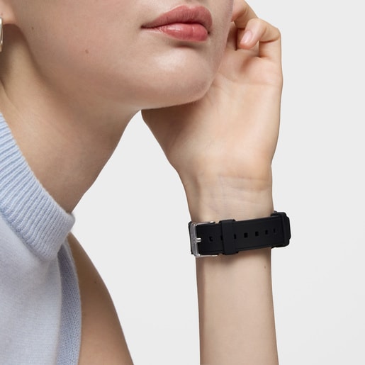 TOUS Bet Reloj analógico-digital de acero con brazalete de nylon negro