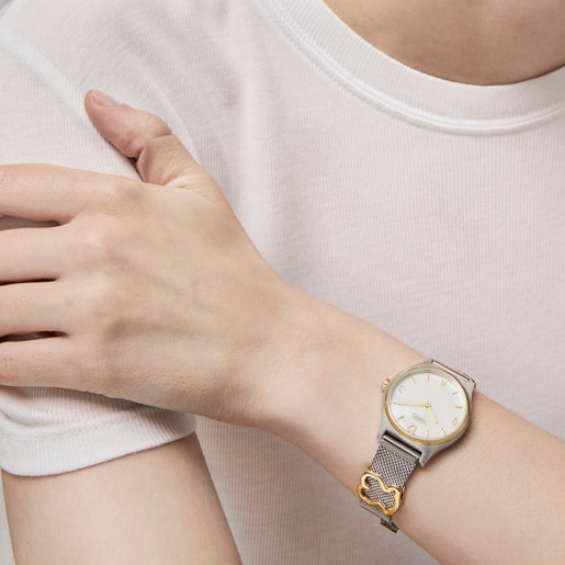 TOUS Epic Icon Reloj analógico de acero dorado IPG con brazalete de acero