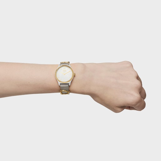 TOUS Epic Icon Reloj analógico de acero dorado IPG con brazalete de acero