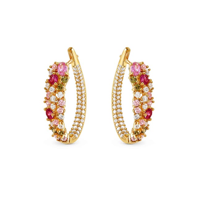 Nomination - Pendientes Mosaica en oro con 81 Cubic Zirconia de colores