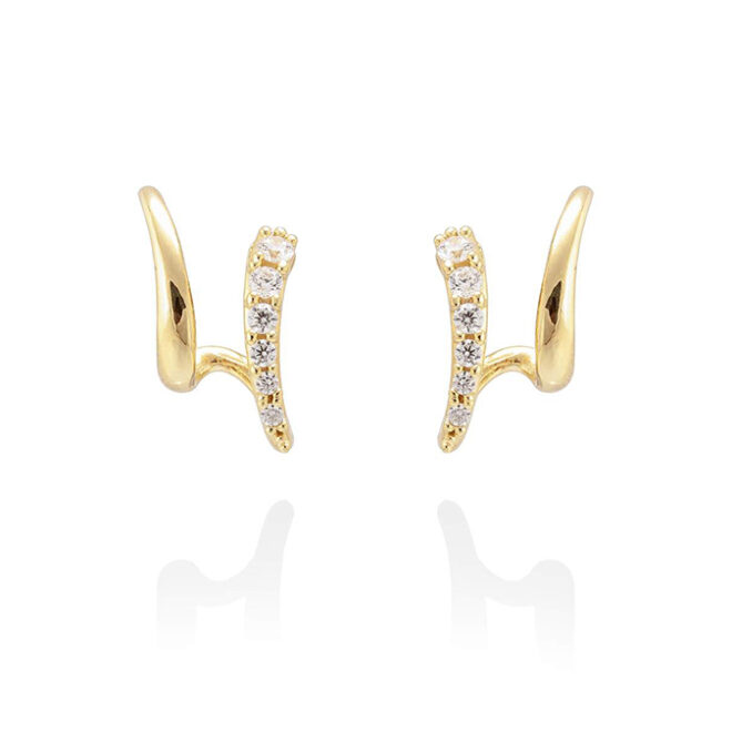 Marina García - Pendientes Mesina en Plata Dorada con Circonita