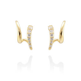 Marina García - Pendientes Mesina en Plata Dorada con Circonita