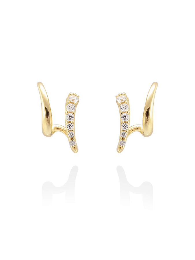 Marina García - Pendientes Mesina en Plata Dorada con Circonita