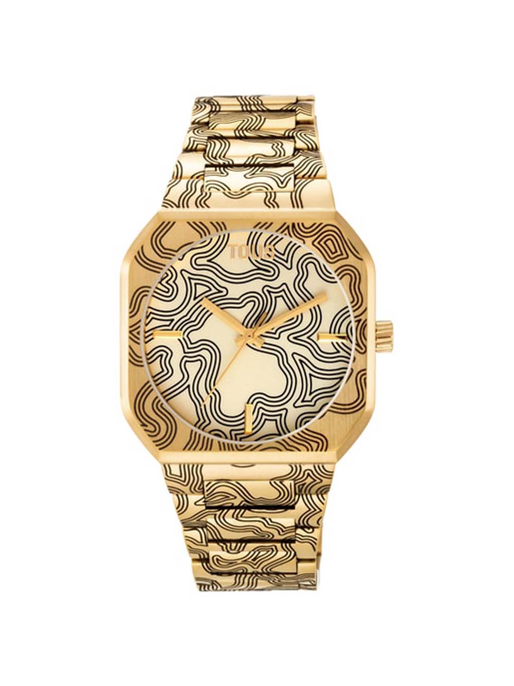 Reloj Tous D-BEAR analógico con brazalete gravado de acero dorado Lit