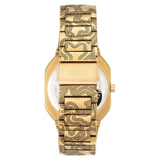 Reloj Tous D-BEAR analógico con brazalete gravado de acero dorado Lit