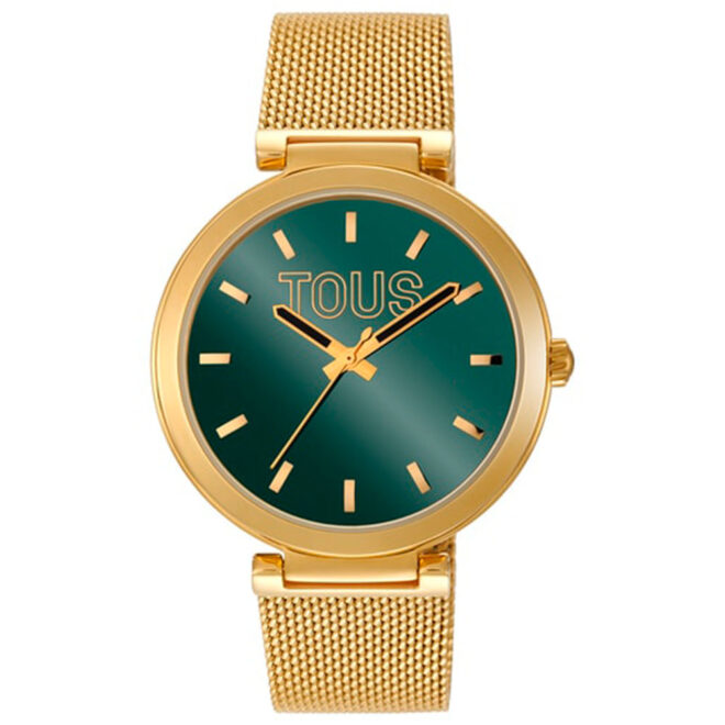 Reloj Analógico Tous con Esfera Verde y Brazalete Dorado S-Mesh Mirror