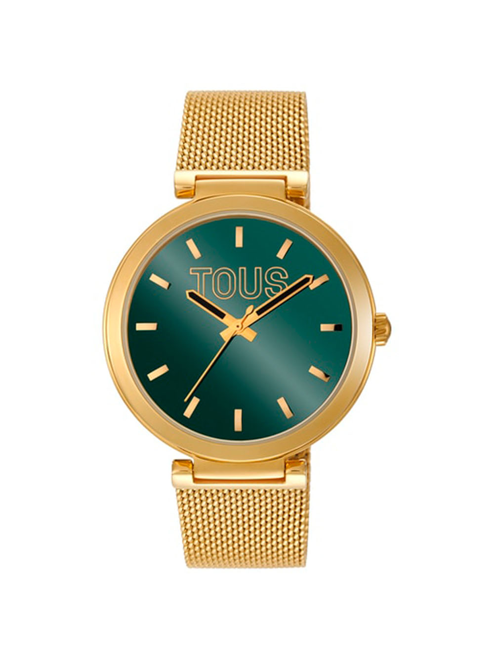 Reloj Analógico Tous con Esfera Verde y Brazalete Dorado S-Mesh Mirror