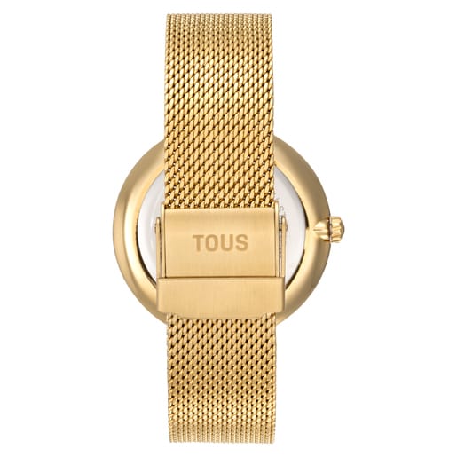 Reloj Analógico Tous con Esfera Verde y Brazalete Dorado S-Mesh Mirror