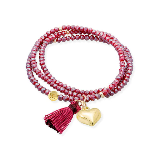 Pulsera ZEN BURGUNDY con corazón de Marina García