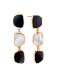 Pendientes Durán Exquse Charlot de plata dorada con madreperla y ágata negra 00512905