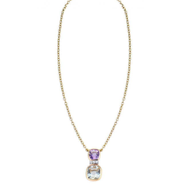 Colgante Durán Exquse Dolce de plata dorada con amatista, prasiolita y circón 00512943