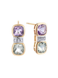 Pendientes Durán Exquse Dolce de plata dorada con amatista, prasiolita y circón 00512946
