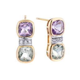 Pendientes Durán Exquse Dolce de plata dorada con amatista, prasiolita y circón 00512946