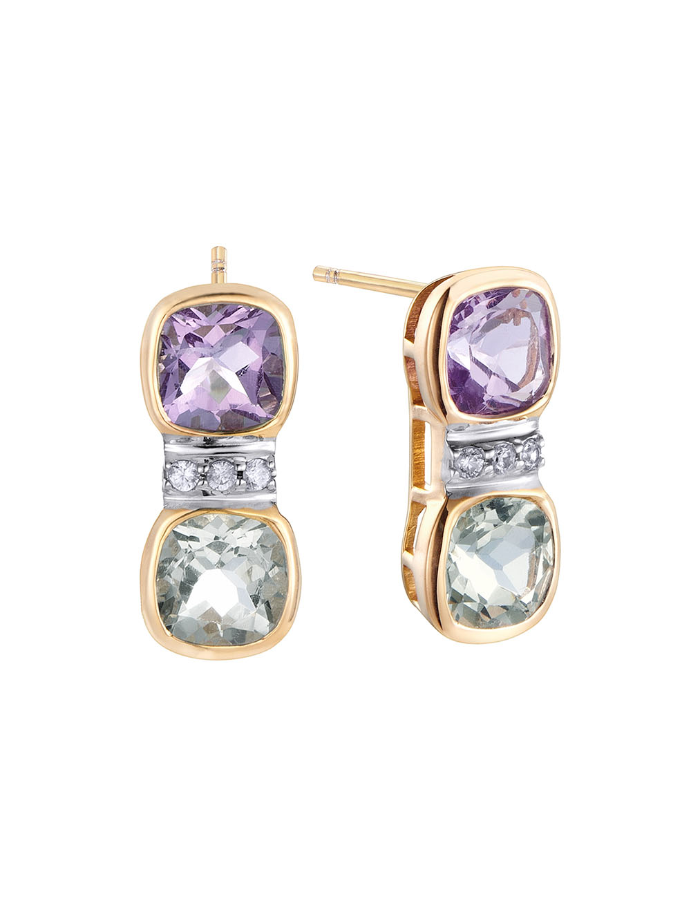 Pendientes Durán Exquse Dolce de plata dorada con amatista, prasiolita y circón 00512946