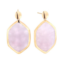 Pendientes Durán Exquse Péndulo de plata dorada con cuarzo rosa 00512976