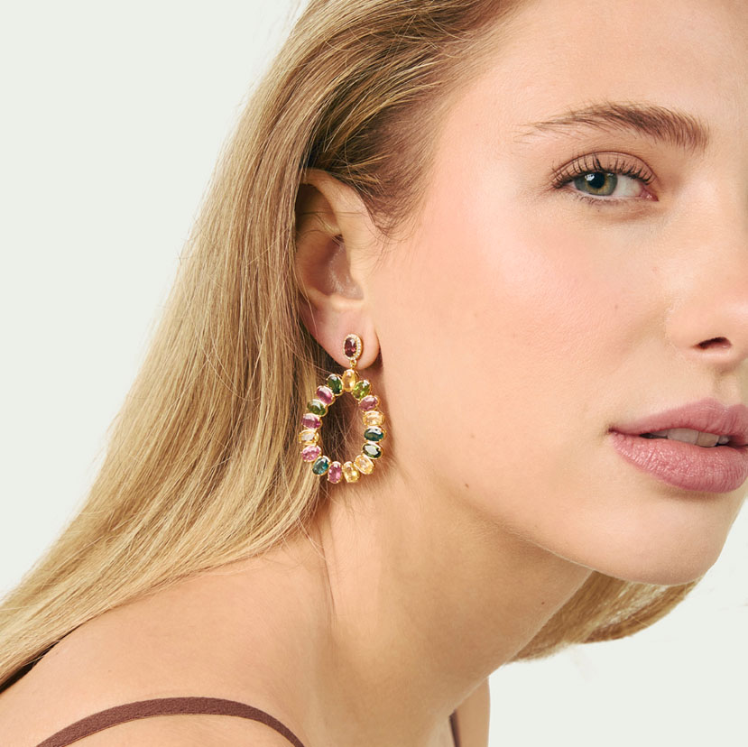 Pendientes Durán Exquse Edición Limitada de plata dorada con turmalinas y maisonitas 00513165