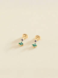 Pendientes cortos Agatha Paris BELOVED multicolor en plata de ley bañada en oro con circonitas 02390539-256-TU
