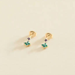 Pendientes cortos Agatha Paris BELOVED multicolor en plata de ley bañada en oro con circonitas 02390539-256-TU