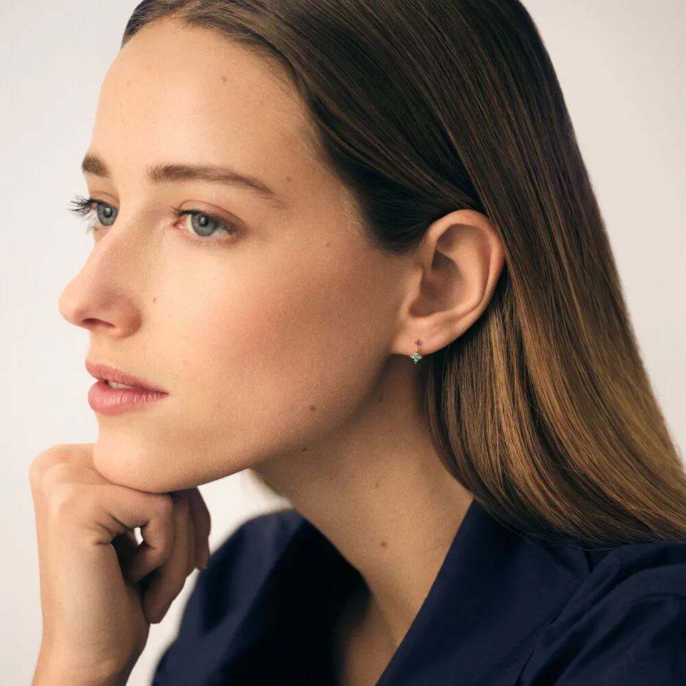 Pendientes cortos Agatha Paris BELOVED multicolor en plata de ley bañada en oro con circonitas 02390539-256-TU