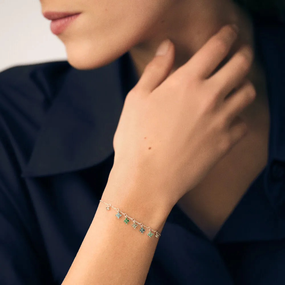 Pulsera de cadena Agatha Paris Beloved de plata de ley con pampillas multicolor 02420786-255-TU