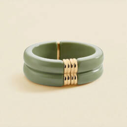 Pulsera rígida Agatha Paris Palais Royal de resina caqui y baño de oro 02470350-222-TU