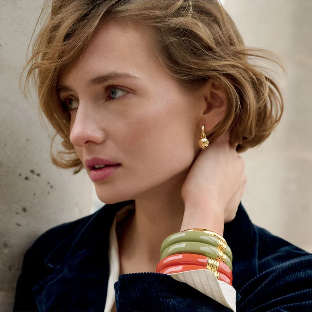 Pulsera rígida Agatha Paris Palais Royal de resina caqui y baño de oro 02470350-222-TU