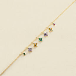 Pulsera de cadena Agatha Paris Beloved de plata bañada en oro con pampillas multicolor 02490105-256-TU