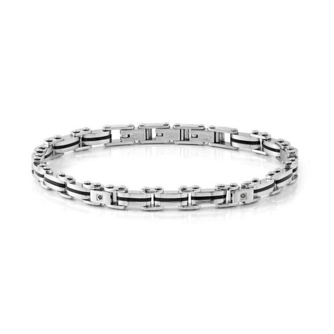 Pulsera Nomination Strong Eslabones Acero y PVD y 4 Diamantes Negros 028322/007