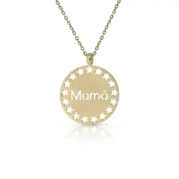 Collar LaPetra Mamá chapa estrellas en oro de 18k con cadena lisa 12847