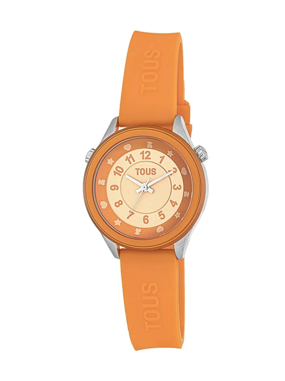 Reloj analógico Tous Mini Self Time de acero y silicona naranja 200358051