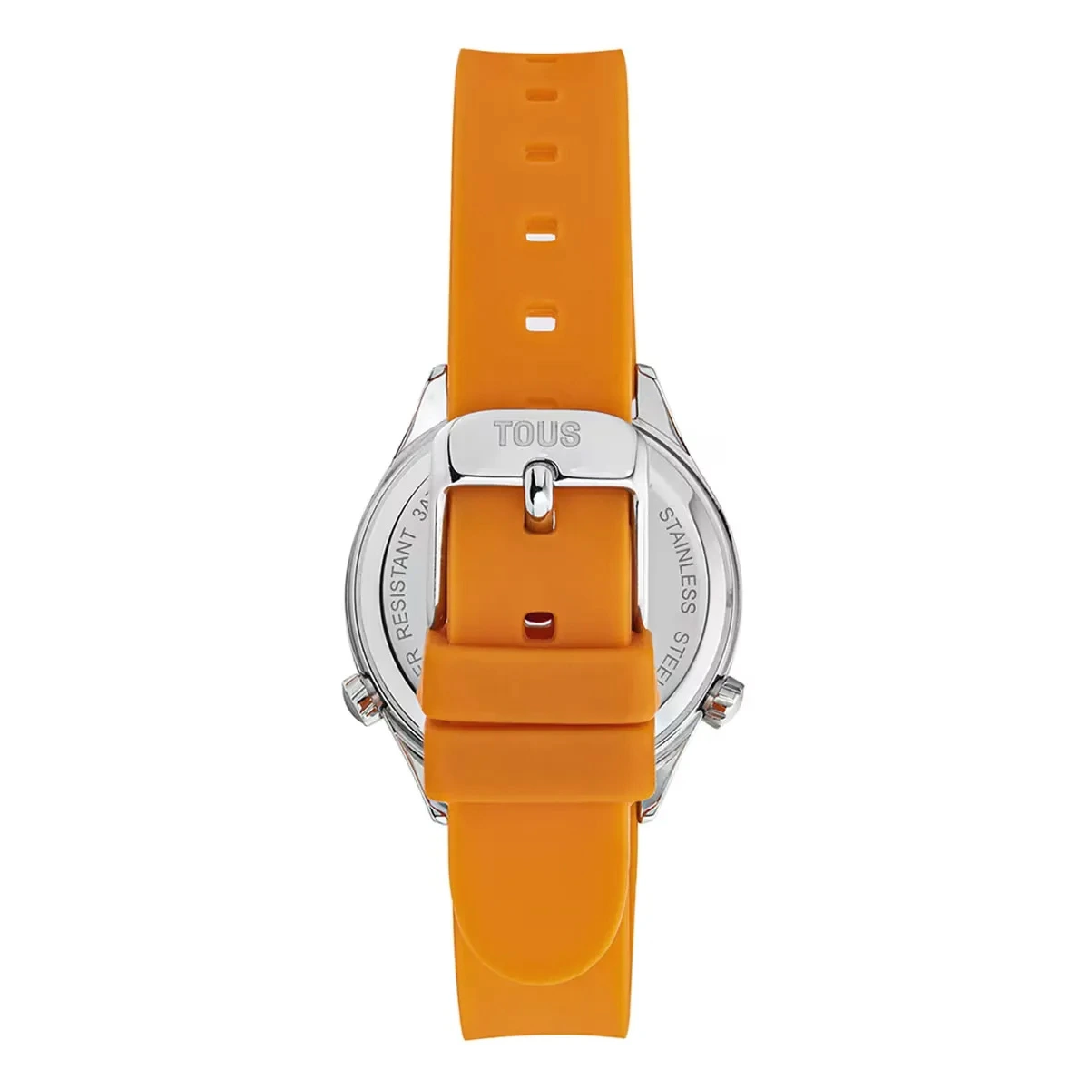 Reloj analógico Tous Mini Self Time de acero y silicona naranja 200358051