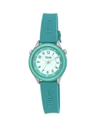 Reloj analógico Tous Mini Self Time de acero y silicona verde 200358053