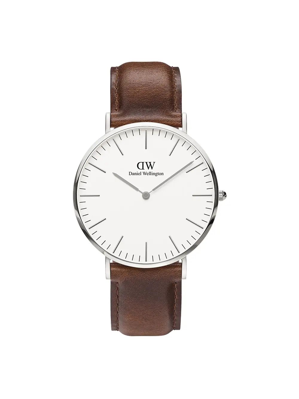 Reloj Daniel Wellington Classic St Mawes Silver con correa de cuero marrón y caja plateada DW00100021